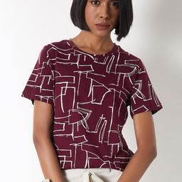 max Women Abstract Printed Round Neck Pure Cotton T-shirt-picture-17
