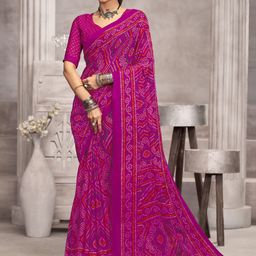 KALINI Pink Chiffon Printed Daily Wear Saree-picture-17