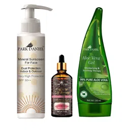 Park Daniel Set Of 3 Sunscreen- 100 ml, Caffeine Lip Serum- 30 ml & Aloevera Gel-130 ml-42