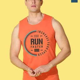 WOOSTRO Pack Of 2 Printed Combed Cotton Gym Vests - VWS26(MORE PEACOCK)(RUN ORANGE)-picture-10