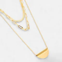 SOHI The Curve Chainlink Gold-Plated Layered Necklace image 3