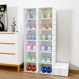 Kuber Industries 2-Pcs White Foldable 6-Tier Shoe Rack-39