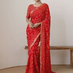 HERE&NOW Bandhani Print Saree-24