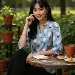 THE FAB FACTORY Women Floral Printed Mandarin Collar Kurti-picture-24