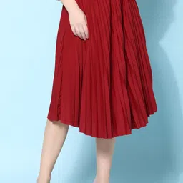 NE STYLE Pleated Flared Midi Skirts-image-74