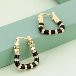 Kushal's Fashion Jewellery Gold-Plated Contemporary Zircon Ruby Hoop Earrings-58