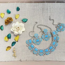 VATSALYA creation Rhodium-Plated Artificial Stone Studded Jewellery Set-image-96
