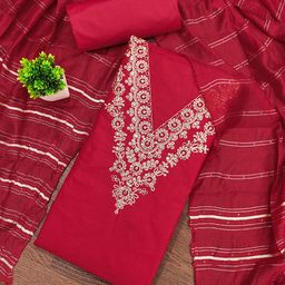 MANVAA Embroidered Sequinned Unstitched Dress Material-picture-4