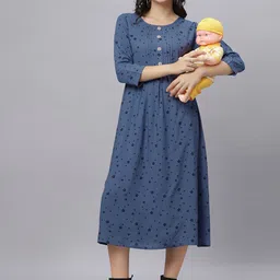 Mammas Maternity Women Maternity Star Print Fit and Flare Midi Dress-image-74