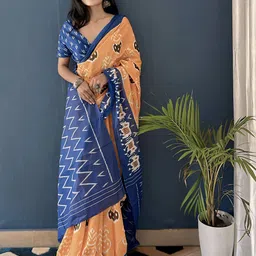 HERE&NOW Ethnic Motifs Printed Pure Cotton Bagru Saree-32