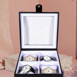 Sassora Printed Leather 4 Slots Watch Organiser Box-44