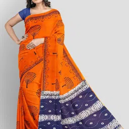 Lovwear Orange Pure Cotton Sarees-picture-35