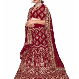 MANVAA Embroidered Thread Work Semi-Stitched Lehenga & Unstitched Blouse With Dupatta image 5