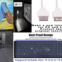 ANJO Keyboard&Mouse-Pad-Hub-3n1Cleanr-OTGC&M-Ext-LED-Skin-15.6iScrn&KeyGuard&Sleeve Combo Set image 4