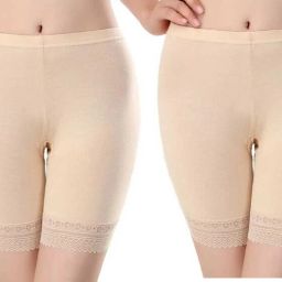 Pack of 2 Solid Women Beige Basic Shorts-image-1