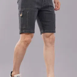 Solid Men Grey Denim Shorts-picture-10