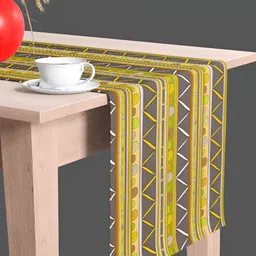 ArtzFolio Multicoloured Geometric Printed Velvet Table Runner image 1