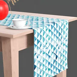 ArtzFolio White & Blue Digital Printed Table Runner image 1
