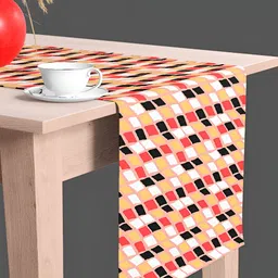 ArtzFolio Peach-Coloured & White Digital Printed Table Runner image 1