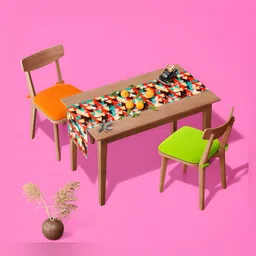 ArtzFolio Multicoloured Geometric Printed Velvet Table Runner image 2