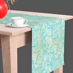 ArtzFolio White & Blue Digital Printed Table Runner image 2