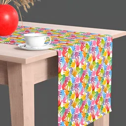 ArtzFolio Pink Geometric-Printed Edge To Edge Table Runner image 1