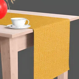 ArtzFolio Mustard Yellow & White Digital Printed Table Runner image 2