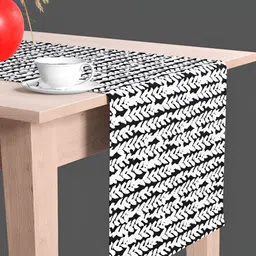 ArtzFolio Black & White Abstract Printed Velvet Table Runner image 1
