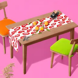 ArtzFolio White & Red Digital Printed Table Runner image 3