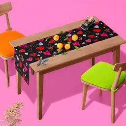 ArtzFolio Black Geometric-Printed Edge To Edge Table Runner image 3