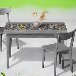 ArtzFolio Blue & Brown Geometric-Printed Edge To Edge Table Runner image 4