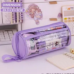 Pencil case pouch Cute Purple Pencil Case Art Plastic Pencil Box-picture-26