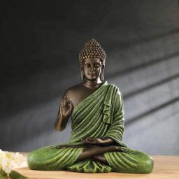 casacraft from pepperfry Polyresin Green & Bronze Blessing Buddha 15 Inch-picture-33