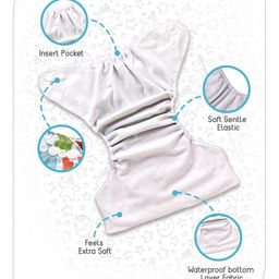 Babyhug Free Size Reusable Cloth Diaper With Insert Leaves Print - White & Babyhug Free Size Reusable Cloth Diaper With Insert - Red image 3