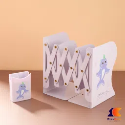 stancray Cartoon print file, book, and pen stand designed to keep your desk Metal Semi-Open Book Shelf image 4