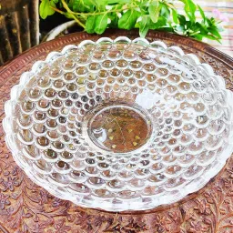 Glass Fruit Bowl Plate for Dining Table Crystal Decoration Serving Dry Fruits Bowl Set Flower Shaped Gifting | Dinnerware & Servings Quarter Plate-image-39