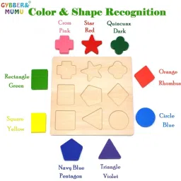 authfort Montessori Toys for 1-3 Years Old Toddlers, Wooden Sorting and Stacking & Geometry Matching Puzzles Stacking Building Blocks Combo pack of 2 image 4