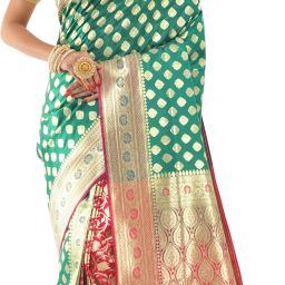 Woven Banarasi Jacquard Saree-image-4