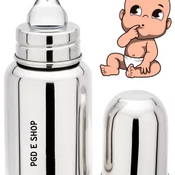 Feeding Bottle for Baby Milk / Water Feeding, Plain Silver, - Small Neck Design, Joint Less, 304 Food Grade Stainless Steel, BPA Free, No Plastics. - 150 ml-image-66