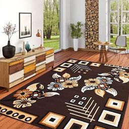 R CARPETS Brown Floral Anti-Skid Woollen Carpet-image-98