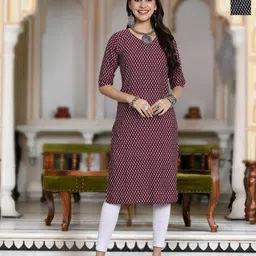 Moda Rapido Selection Of 2 Floral Printed Round Neck Straight Kurtas-image-86
