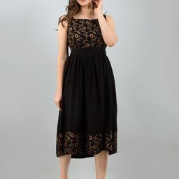 Handish Floral Print Fit & Flare Dress-image-85