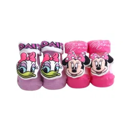 Yellow Bee Infants Pack Of 2 Minnie Mouse & Daisy Duck Patterned Ankle Length Socks image 4