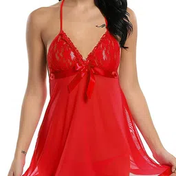 MALLORY WINSTON Red Self Design Net Baby Dolls-image-41