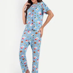 HAUTEMODA Printed Top With Pyjama Night Suits-picture-19