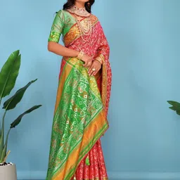 jayant creation Red Silk Blend Patola Sarees-picture-0