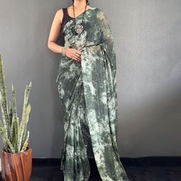 V3 FASHION STUDIO Women Tie and Dye Pure Georgette Ready to Wear Saree-image-45