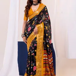 LeeliPeeri Designer Floral Zari Silk Blend Saree-image-43