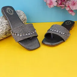 BAESD Women Embellished Party Open Toe Flats-image-86