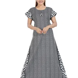 CINCO Women Striped Printed Square Neck Nightdress-picture-49